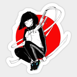 Japanese Samurai Girl Urban Fashion Style Sticker